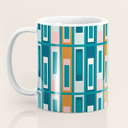 Mid Century Modern Geometric Lexington Ave Pattern in Teal Ochre Pink Coffee Mug Gallery Image 3