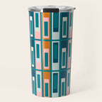 Mid Century Modern Geometric Lexington Ave Pattern in Teal Ochre Pink Travel Mug Gallery Image 1