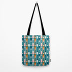 Mid Century Modern Geometric Lexington Ave Pattern in Teal Ochre Pink Tote Bag Gallery Image 2