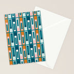 Mid Century Modern Geometric Lexington Ave Pattern in Teal Ochre Pink Stationery Card Gallery Image 2
