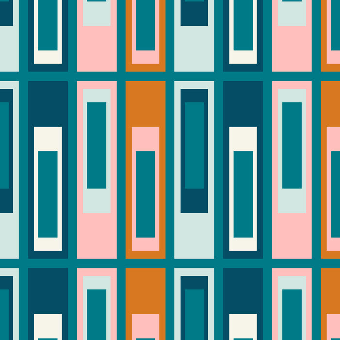Mid Century Modern Geometric Lexington Ave Pattern in Teal Ochre Pink Coffee Mug Gallery Image 2