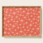 Midcentury Mod Retro Starbursts in Blush and Coral Orange  Serving Tray Gallery Image 1