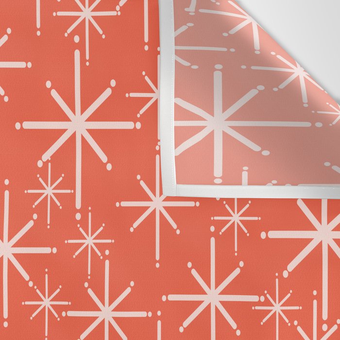 Midcentury Mod Retro Starbursts in Blush and Coral Orange  Wall Tapestry Gallery Image 3