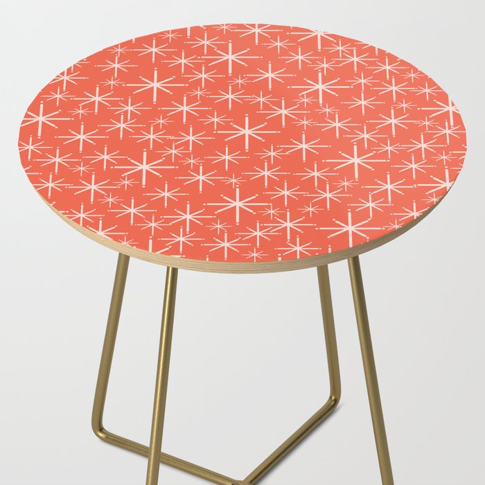 Midcentury Mod Retro Starbursts in Blush and Coral Orange  Side Table Gallery Image 2