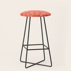 Midcentury Mod Retro Starbursts in Blush and Coral Orange  Stool Gallery Image 1