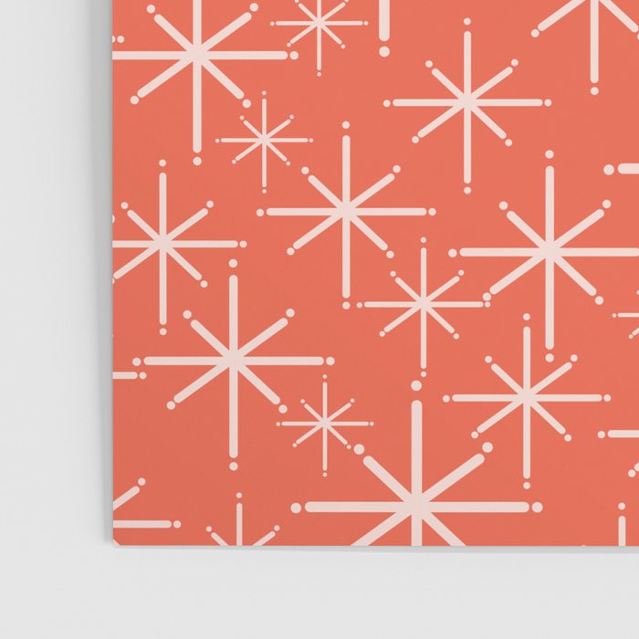 Midcentury Mod Retro Starbursts in Blush and Coral Orange  Poster Gallery Image 3