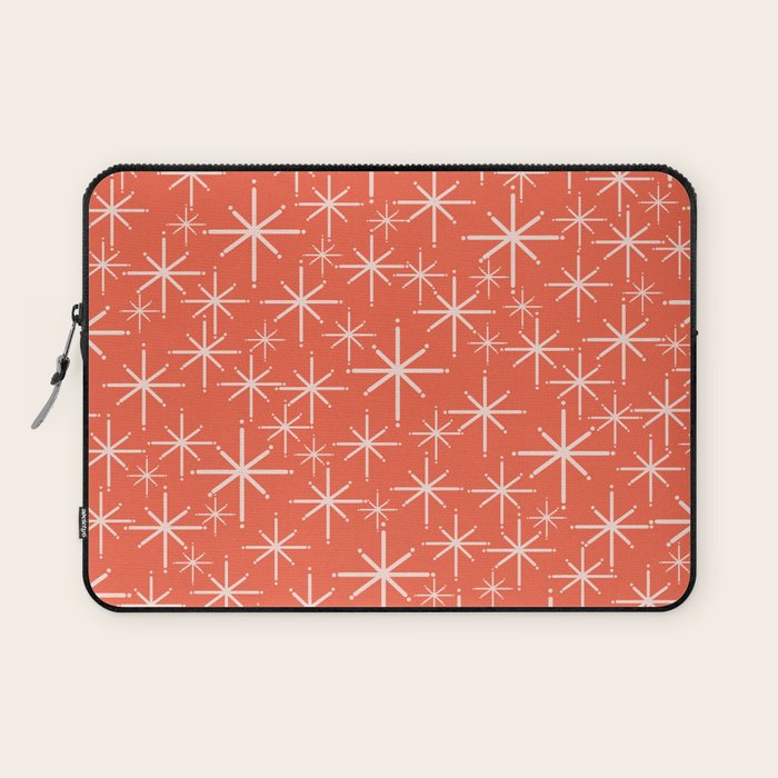 Midcentury Mod Retro Starbursts in Blush and Coral Orange  Laptop Sleeve Gallery Image 1