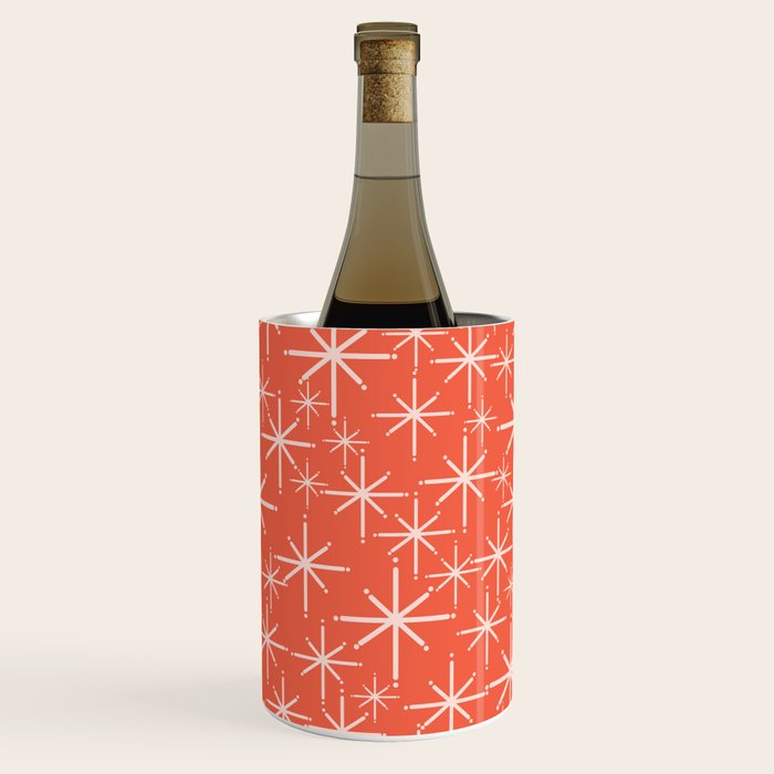 Midcentury Mod Retro Starbursts in Blush and Coral Orange  Wine Chiller Gallery Image 3