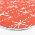 Midcentury Mod Retro Starbursts in Blush and Coral Orange  Bath Mat Gallery Image 3