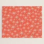 Midcentury Mod Retro Starbursts in Blush and Coral Orange  Jigsaw Puzzle Gallery Image 1