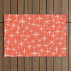 Midcentury Mod Retro Starbursts in Blush and Coral Orange  Outdoor Rug Gallery Image 1