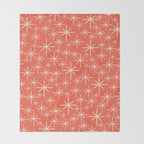 Midcentury Mod Retro Starbursts in Blush and Coral Orange  Throw Blanket Gallery Image 2