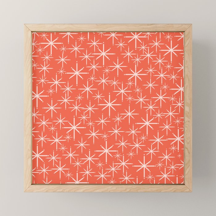 Midcentury Mod Retro Starbursts in Blush and Coral Orange  Mini Art Print Gallery Image 1