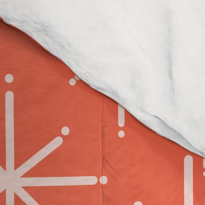 Midcentury Mod Retro Starbursts in Blush and Coral Orange  Comforter Gallery Image 4