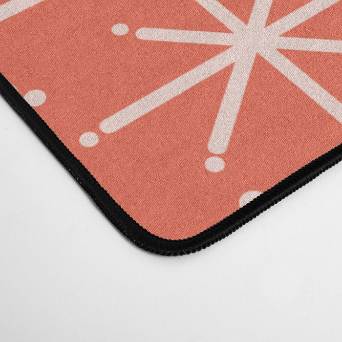 Midcentury Mod Retro Starbursts in Blush and Coral Orange  Desk Mat Gallery Image 4