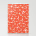 Midcentury Mod Retro Starbursts in Blush and Coral Orange  Stationery Card Gallery Image 2