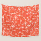 Midcentury Mod Retro Starbursts in Blush and Coral Orange  Wall Tapestry Gallery Image 4