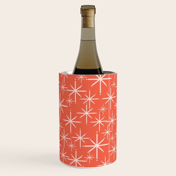 Midcentury Mod Retro Starbursts in Blush and Coral Orange  Wine Chiller Gallery Image 2