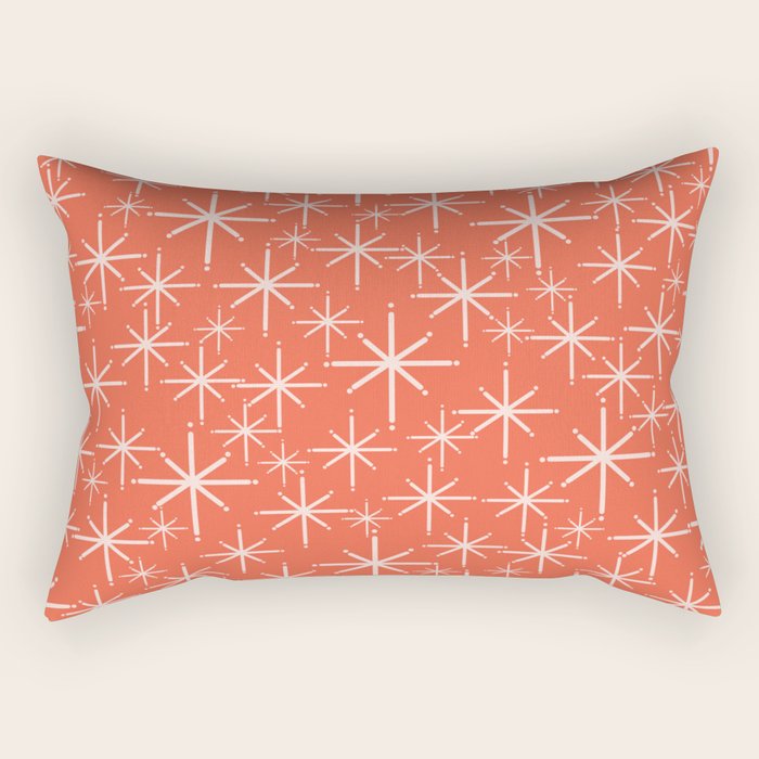 Midcentury Mod Retro Starbursts in Blush and Coral Orange  Rectangular Pillow Gallery Image 1