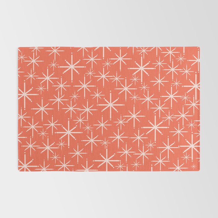 Midcentury Mod Retro Starbursts in Blush and Coral Orange  Rug Gallery Image 2