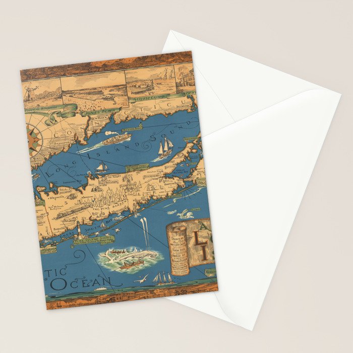 Long Island map.-Vintage Pictorial Map Stationery Card Gallery Image 2