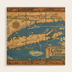 Long Island map.-Vintage Pictorial Map Wood Wall Art Gallery Image 1