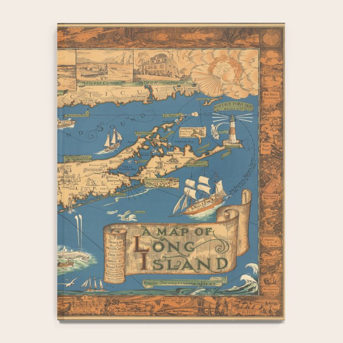 Long Island map.-Vintage Pictorial Map Notebook Gallery Image 4