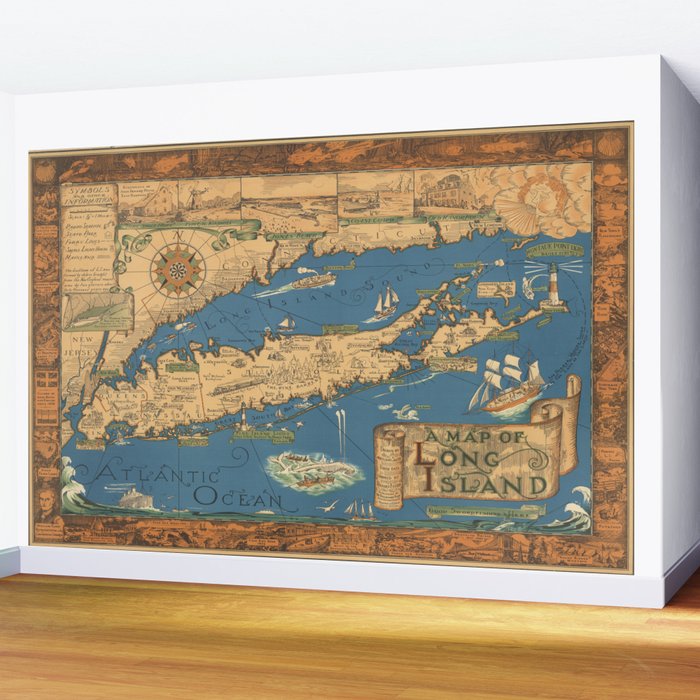 Long Island map.-Vintage Pictorial Map Wall Mural Gallery Image 2