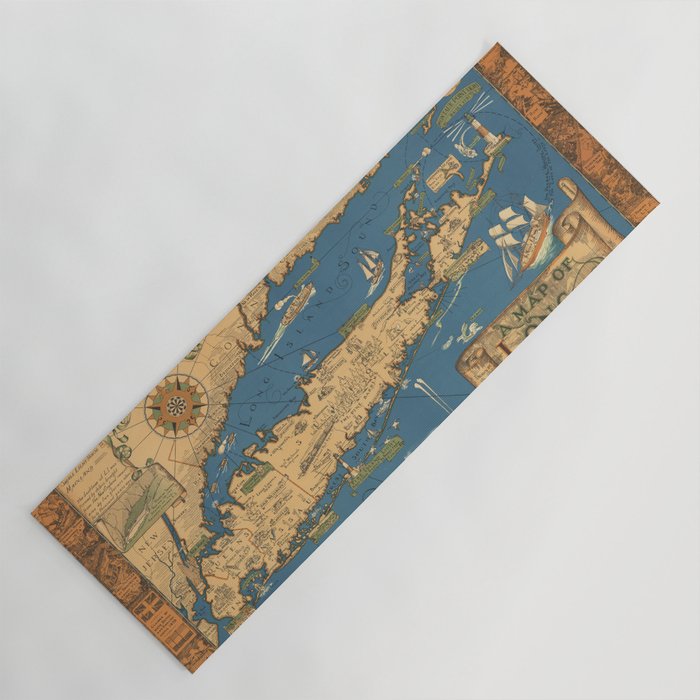 Long Island map.-Vintage Pictorial Map Yoga Mat Gallery Image 1