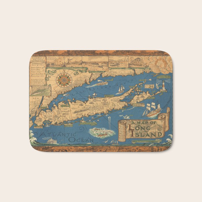 Long Island map.-Vintage Pictorial Map Bath Mat Gallery Image 1