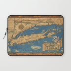 Long Island map.-Vintage Pictorial Map Laptop Sleeve Gallery Image 1