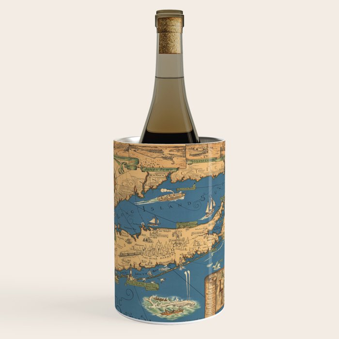 Long Island map.-Vintage Pictorial Map Wine Chiller Gallery Image 1