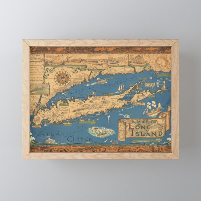 Long Island map.-Vintage Pictorial Map Mini Art Print Gallery Image 1