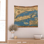 Long Island map.-Vintage Pictorial Map Wall Tapestry Gallery Image 2