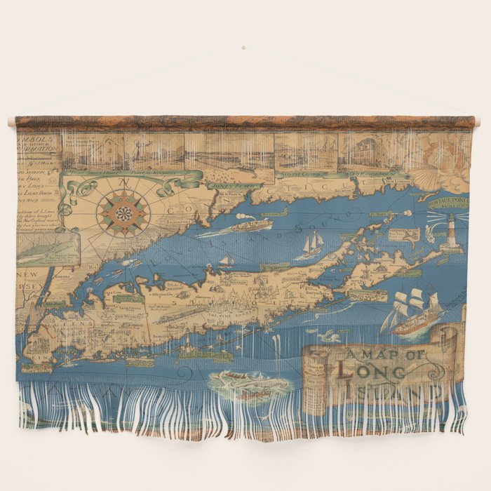 Long Island map.-Vintage Pictorial Map Wall Hanging Gallery Image 1