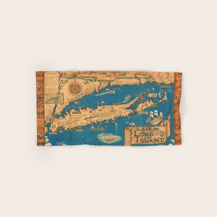 Long Island map.-Vintage Pictorial Map Bath Towel Gallery Image 1