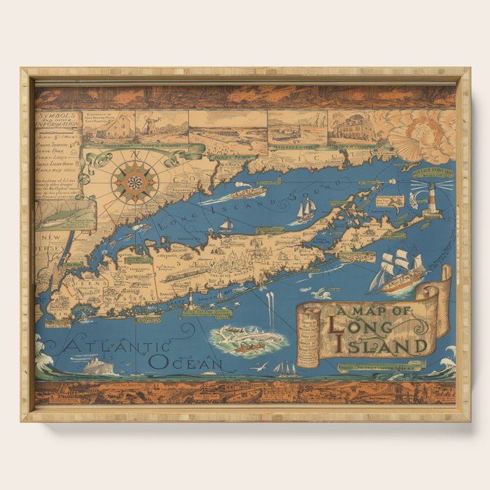 Long Island map.-Vintage Pictorial Map Serving Tray Gallery Image 1