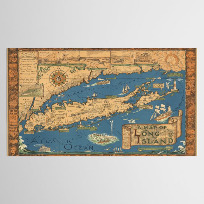 Long Island map.-Vintage Pictorial Map Tablecloth Gallery Image 2