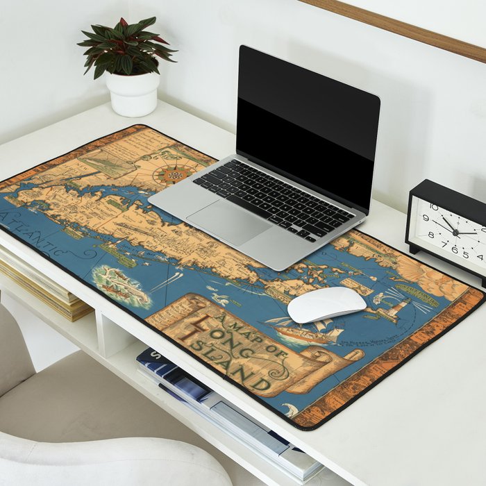 Long Island map.-Vintage Pictorial Map Desk Mat Gallery Image 2