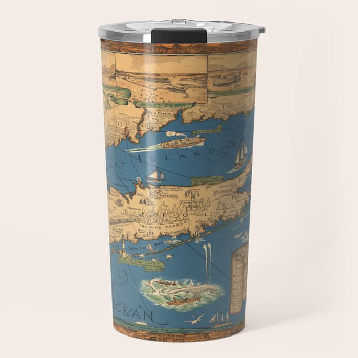 Long Island map.-Vintage Pictorial Map Travel Mug Gallery Image 1