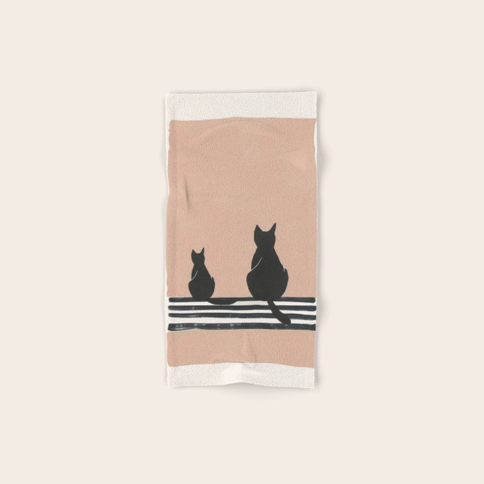 Sitting Cats Abstract Bath Towel Gallery Image 1