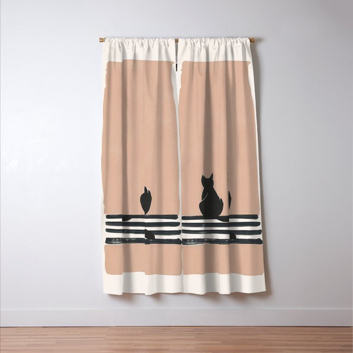 Sitting Cats Abstract Window Curtain Gallery Image 3