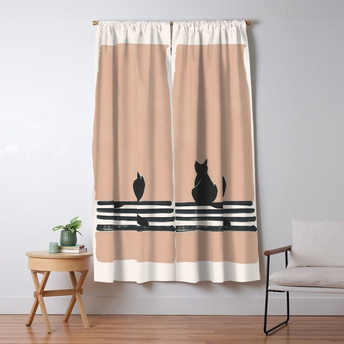 Sitting Cats Abstract Window Curtain Gallery Image 5