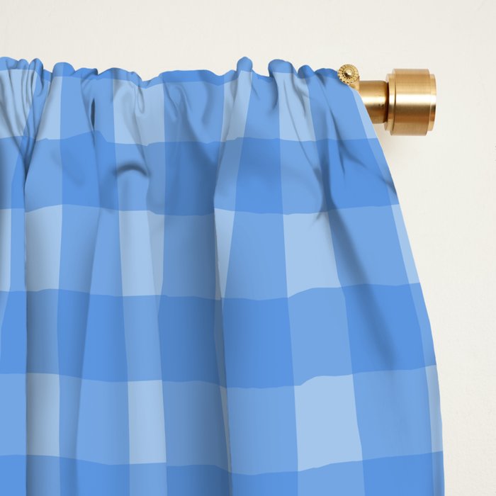 Gingham Check Pattern in Double Light Blue Window Curtain Gallery Image 2