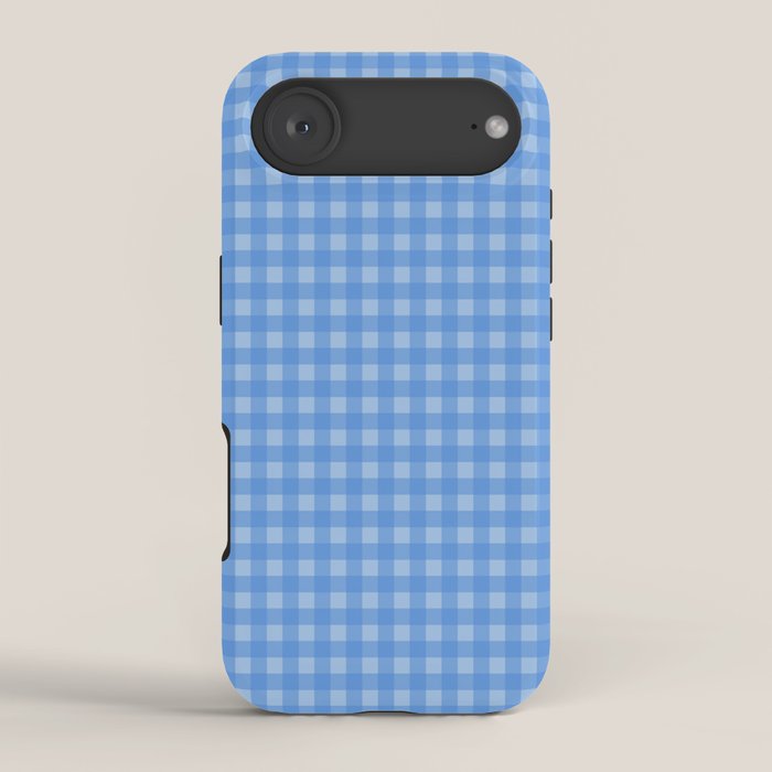 Gingham Check Pattern in Double Light Blue iPhone Case Gallery Image 2