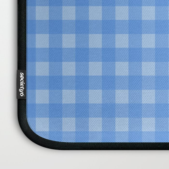 Gingham Check Pattern in Double Light Blue Laptop Sleeve Gallery Image 3