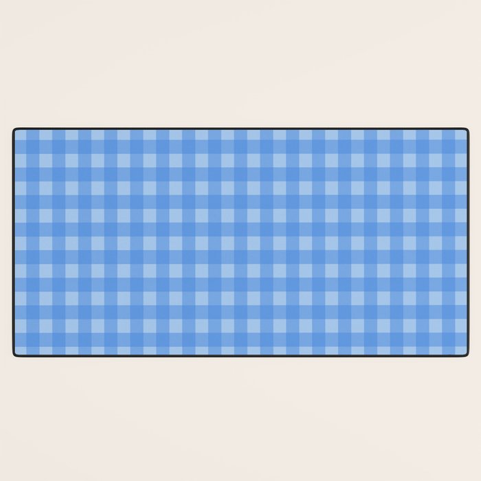 Gingham Check Pattern in Double Light Blue Desk Mat Gallery Image 3