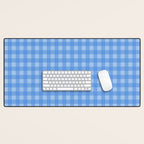 Gingham Check Pattern in Double Light Blue Desk Mat Gallery Image 1