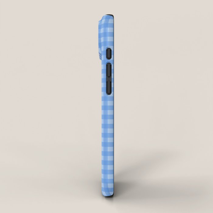 Gingham Check Pattern in Double Light Blue iPhone Case Gallery Image 2