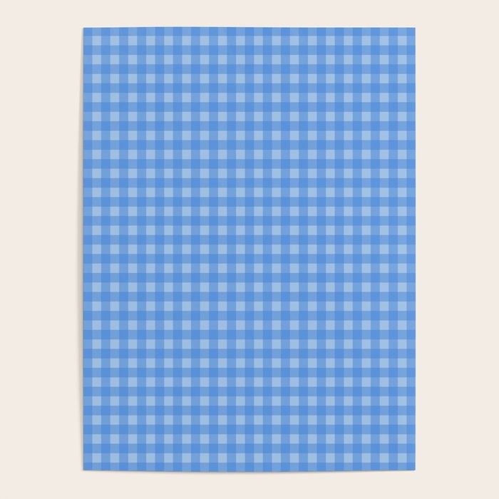Gingham Check Pattern in Double Light Blue Poster Gallery Image 1